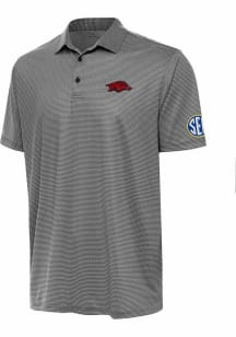 Antigua Arkansas Razorbacks Mens Black Rings Short Sleeve Polo