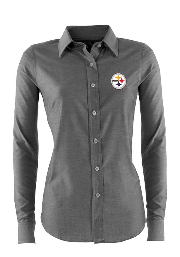 Pittsburgh Steelers WEAR By Erin Andrews Women's Button-Up Plaid Long  Sleeve Shirt - Gray