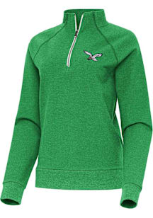 Antigua Philadelphia Eagles Womens Kelly Green Overtime Qtr Zip Pullover