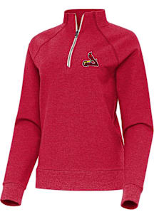 Antigua St Louis Cardinals Womens Red Overtime Qtr Zip Pullover
