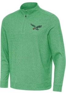 Antigua Philadelphia Eagles Mens Kelly Green Subtle Long Sleeve Qtr Zip Pullover