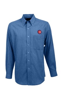 Antigua Chicago Cubs Mens Blue Associate Long Sleeve Dress Shirt
