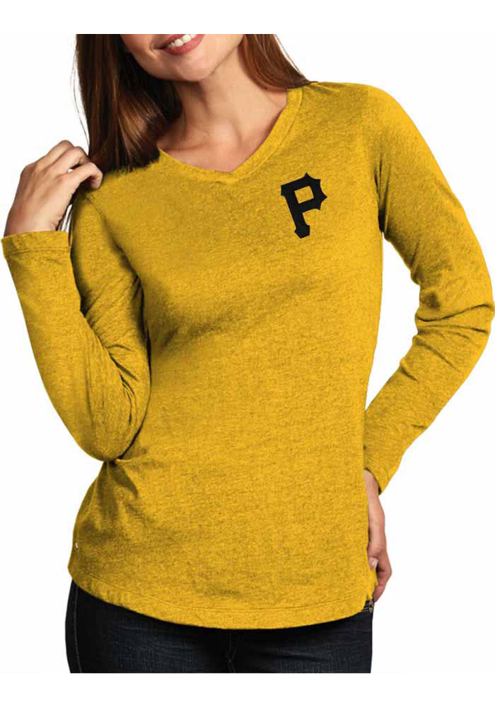 Antigua Pittsburgh Pirates Womens Gold Flip Long Sleeve Women's V-Neck