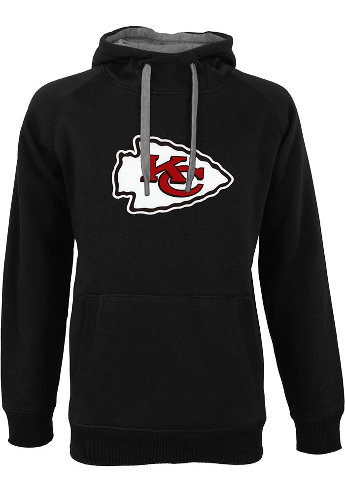 Men's Antigua Black Kansas City Chiefs Victory Pullover Hoodie