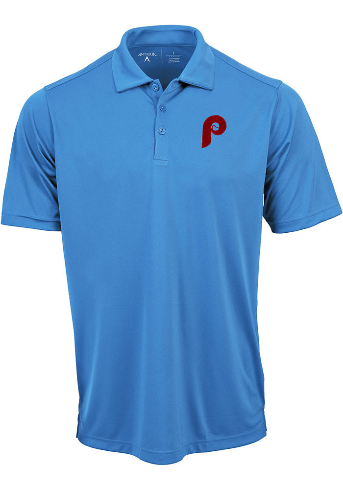 Antigua Philadelphia Phillies Mens Light Blue Tribute Short Sleeve Polo
