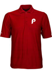 Antigua Philadelphia Phillies Mens Red Illusion Short Sleeve Polo
