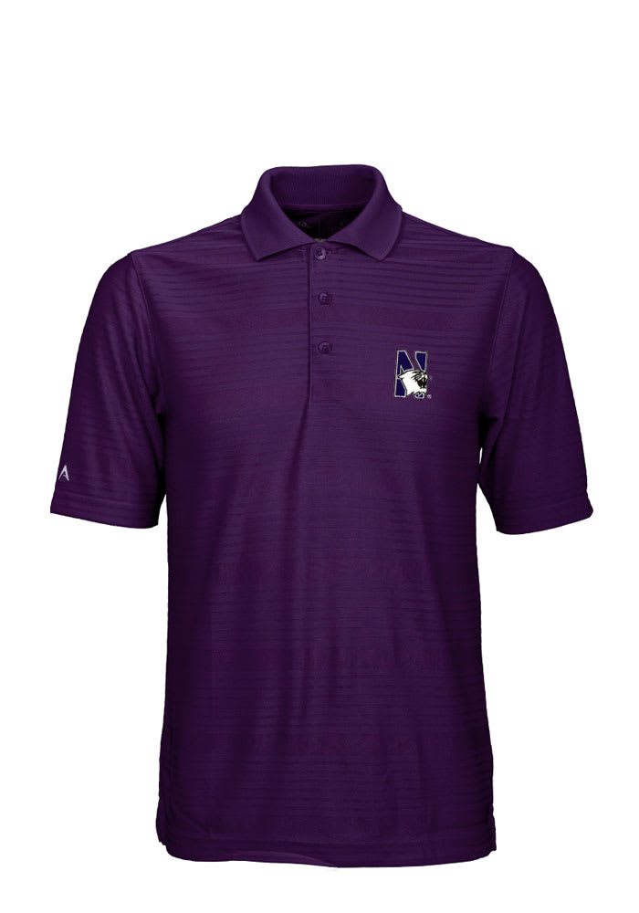 Antigua Northwestern Wildcats Mens Purple Illusion Short Sleeve Polo