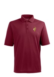 Antigua Cleveland Cavaliers Mens Red Pique Short Sleeve Polo