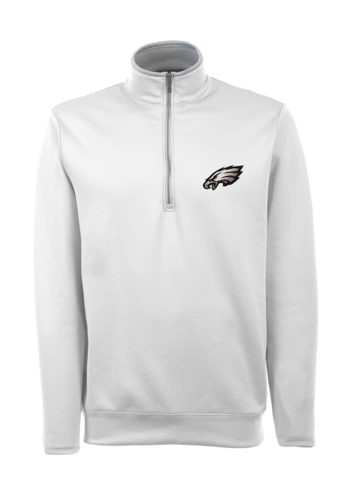 Antigua Philadelphia Eagles Mens White Leader Long Sleeve 1/4 Zip Pullover