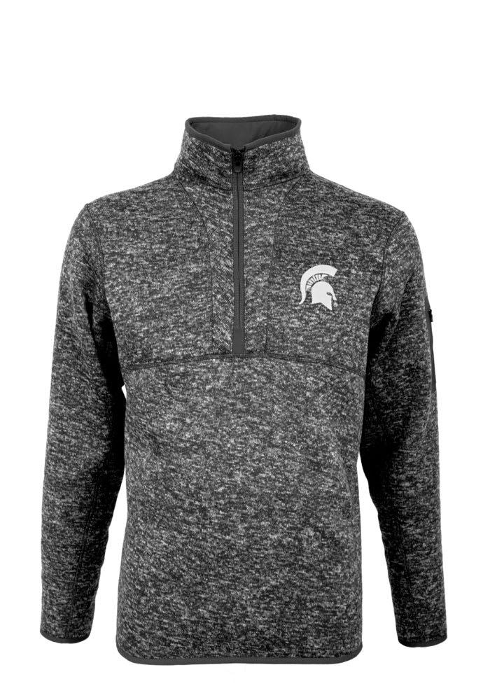 Antigua Michigan State Spartans Mens Grey Fortune Long Sleeve 1/4 Zip Pullover