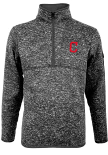 Antigua Cleveland Indians Mens Grey Fortune Long Sleeve 1/4 Zip Pullover