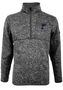Antigua St Louis Blues Mens Grey Fortune Long Sleeve 1/4 Zip Pullover