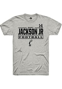 Barry Jackson Jr Cincinnati Bearcats Ash Football NIL Stacked Box Short Sleeve Player T Shirt