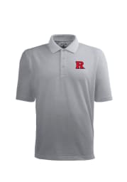 Antigua Rutgers Scarlet Knights Mens Grey Pique Xtra-Lite Short Sleeve Polo