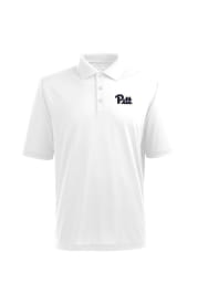 Antigua Pitt Panthers Mens White Pique Xtra-Lite Short Sleeve Polo