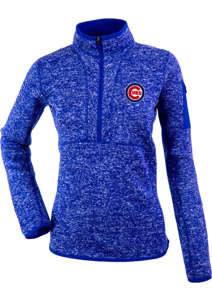 Antigua Chicago Cubs Womens Blue Fortune 1/4 Zip Pullover