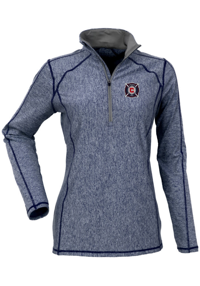 Antigua Chicago Fire Womens Navy Blue Tempo 1/4 Zip Pullover