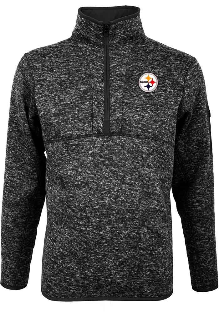 Men's Antigua White/Gray Pittsburgh Steelers Pace Quarter-Zip Pullover Jacket Size: Small