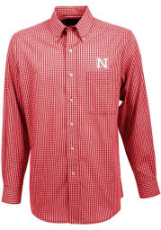 Antigua Nebraska Cornhuskers Mens Red Associate Long Sleeve Dress Shirt