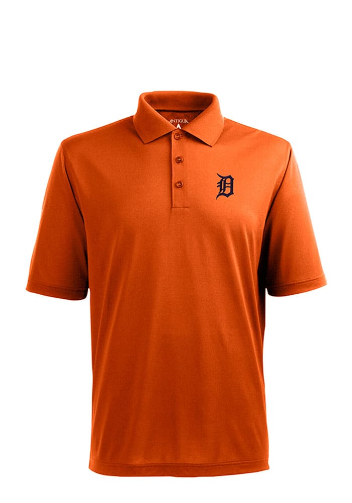 Antigua Detroit Tigers Mens Orange Xtra-Lite Short Sleeve Polo