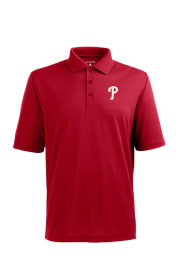 Antigua Philadelphia Phillies Mens Red Xtra-Lite Short Sleeve Polo