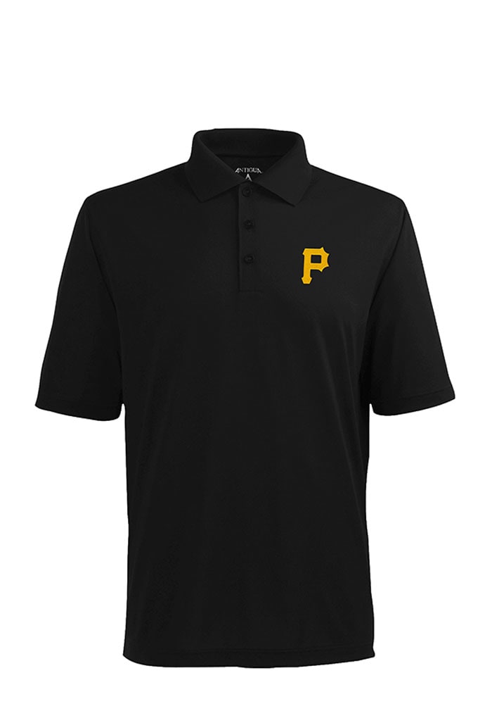 Antigua Pittsburgh Pirates Mens Black Xtra-Lite Short Sleeve Polo