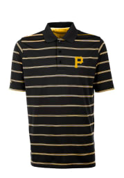 Antigua Pittsburgh Pirates Mens Black Deluxe Short Sleeve Polo
