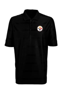 Antigua Pittsburgh Steelers Mens Black Illusion Short Sleeve Polo