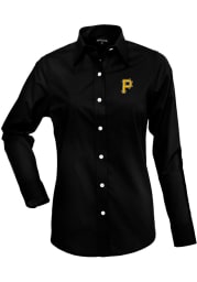 Antigua Pittsburgh Pirates Womens Dynasty Long Sleeve Black Dress Shirt