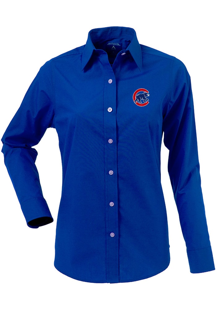 St. Louis Blues Antigua Compression Tri-Blend Button-Down Shirt - Blue