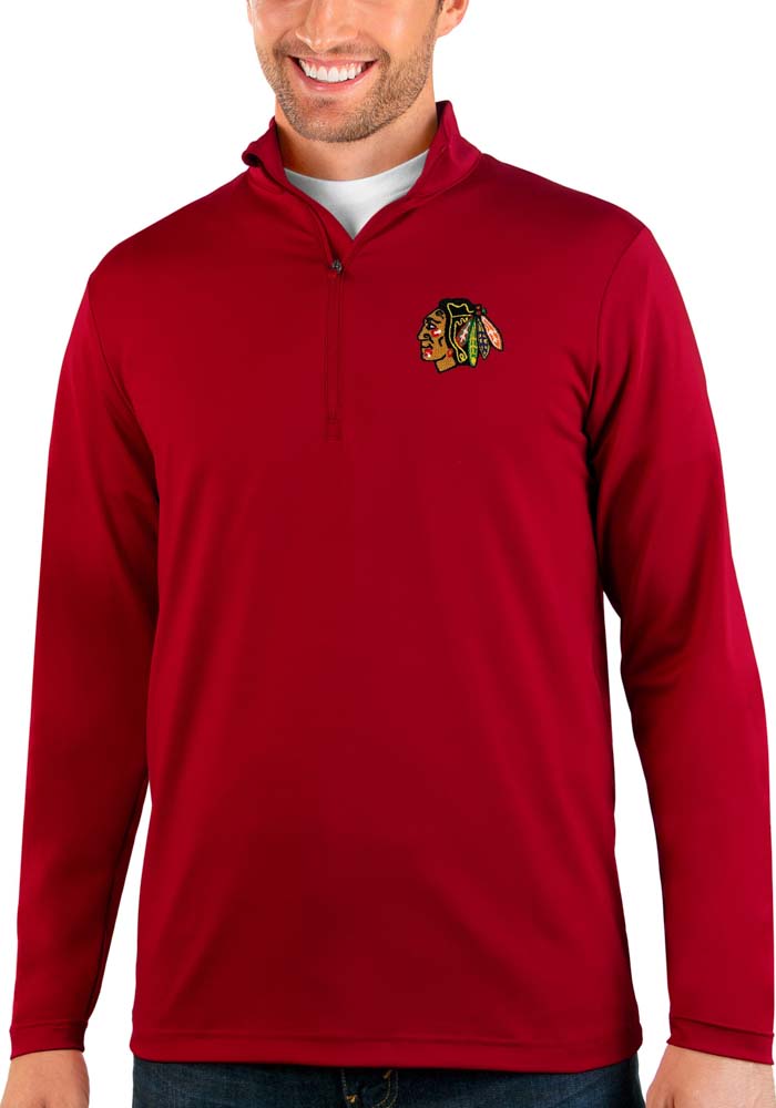Antigua Chicago Blackhawks Red Victory Long Sleeve Hoodie, Red, 65% Cotton / 35% POLYESTER, Size XL, Rally House