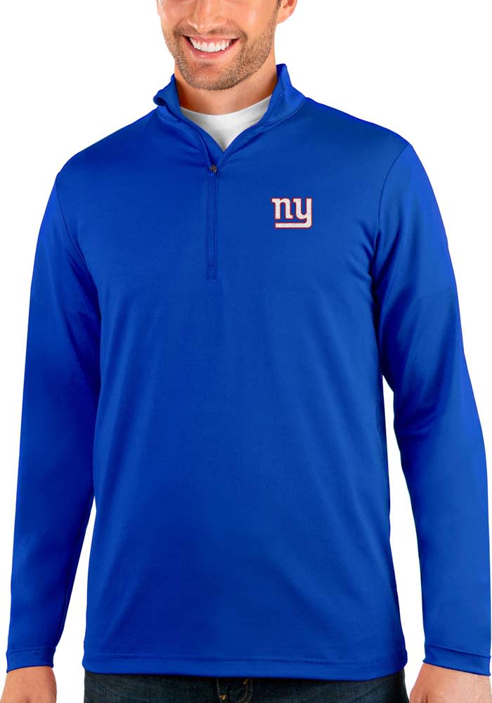 Antigua New York Giants Blue Action Long Sleeve Hoodie, Blue, 55% Cotton / 45% POLYESTER, Size S, Rally House