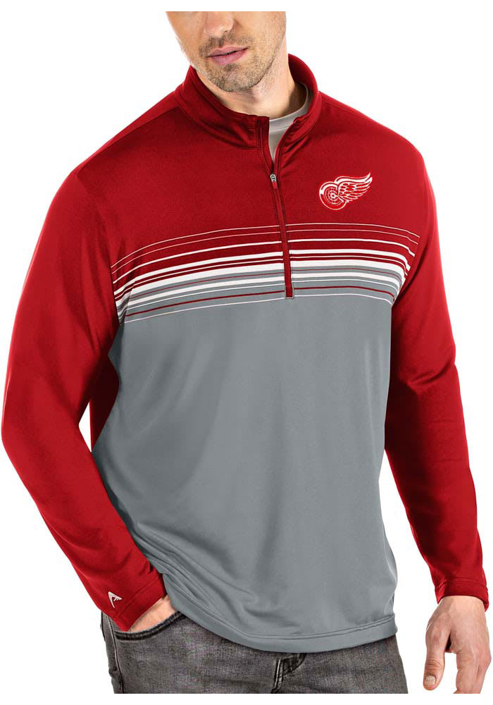 Antigua Detroit Red Wings Mens Red Pace Long Sleeve 1/4 Zip Pullover