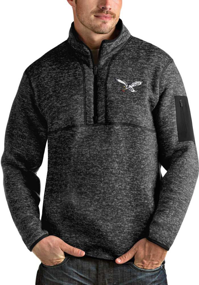 Antigua Philadelphia Eagles Black Victory Long Sleeve Hoodie, Black, 52% Cot / 48% Poly, Size L, Rally House