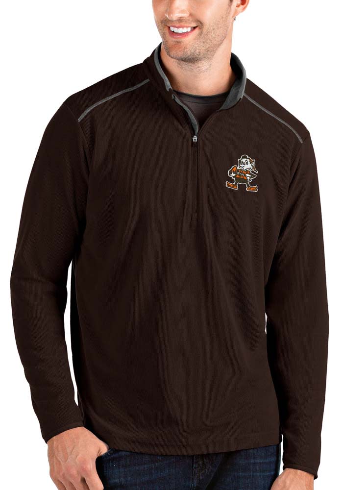 Antigua Cleveland Browns Mens Brown Glacier Long Sleeve 1/4 Zip Pullover