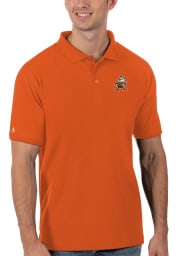 Antigua Cleveland Browns Mens Orange Legacy Pique Short Sleeve Polo