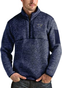 Antigua St Louis Blues Mens Navy Blue Fortune Long Sleeve 1/4 Zip Pullover