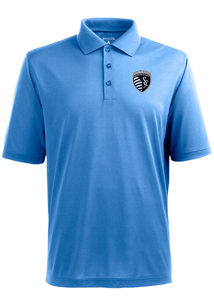 Antigua Sporting Kansas City Mens Light Blue Pique Short Sleeve Polo