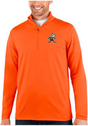 Antigua Cleveland Browns Mens Orange Rally Long Sleeve 1/4 Zip Pullover