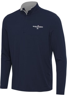 Antigua New York Yankees Mens Navy Blue 2024 World Series Participant Content Long Sleeve Qtr Zip..