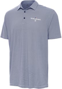 Antigua New York Yankees Mens Navy Blue 2024 World Series Participant Twine Short Sleeve Polo