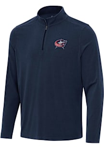 Antigua Columbus Blue Jackets Mens Blue Omni Long Sleeve Qtr Zip Pullover