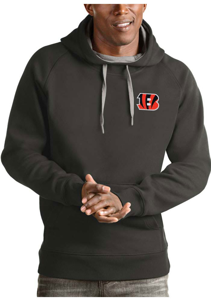 Antigua Cincinnati Bengals Charcoal Victory Long Sleeve Hoodie, Charcoal, 65% Cotton / 35% POLYESTER, Size S, Rally House