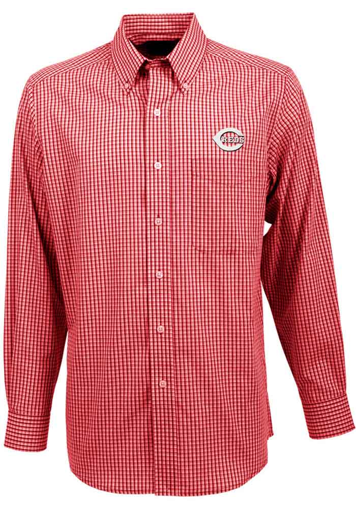 Antigua Cincinnati Reds Mens Red Associate Long Sleeve Dress Shirt