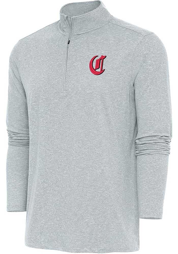 Antigua Cincinnati Reds Mens Hunk Long Sleeve Qtr Zip Pullover