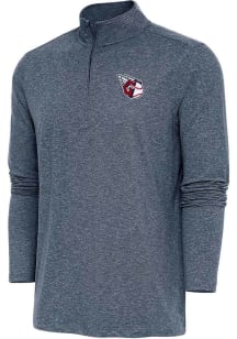 Antigua Cleveland Guardians Mens Navy Blue Hunk Long Sleeve 1/4 Zip Pullover