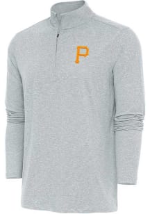 Antigua Pittsburgh Pirates Mens Grey Hunk Long Sleeve 1/4 Zip Pullover