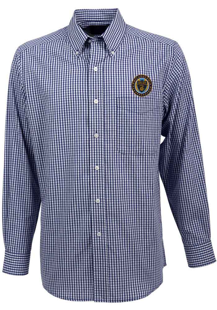 Antigua Philadelphia Union Mens Navy Blue Associate Long Sleeve Dress Shirt