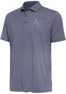 Antigua Kansas City Royals Mens Navy Blue Scheme Short Sleeve Polo