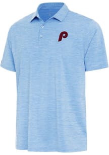 Antigua Philadelphia Phillies Mens Light Blue Layout Short Sleeve Polo